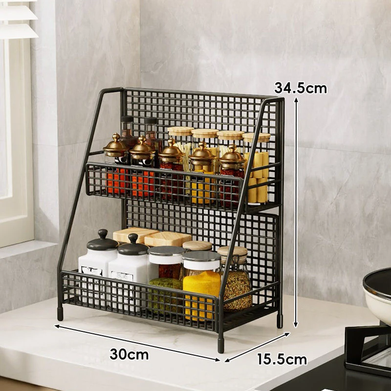 Drei-Tier-Mesh-Arbeitsplatten-Küchenorganisator-Regal für Flaschen und Gewürze