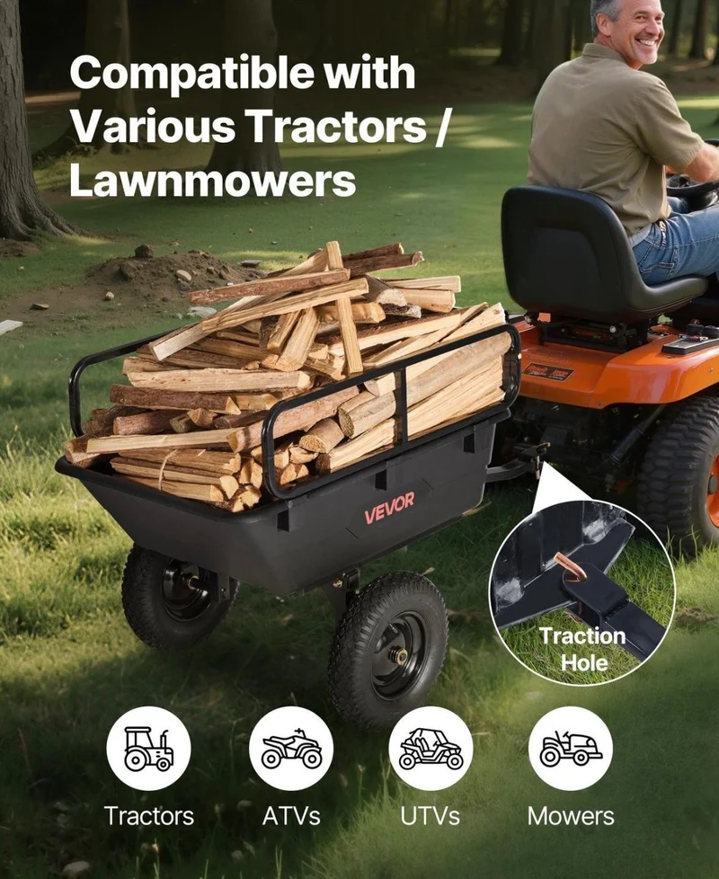 Kippanhänger ATV Rasentraktor 283L 226kg Hofanhänger mit Kippfunktion