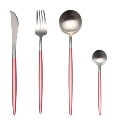 Skanto | LUXURIÖSES UNBEHANDELTES STAHL 24-TEILIGES GOLD-SILBER BESTECKSSET