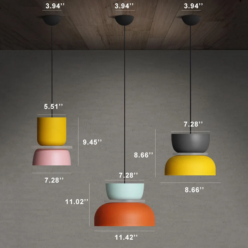 Skanto | Nordische bunte Macaron 1-flammige LED-Pendelleuchte