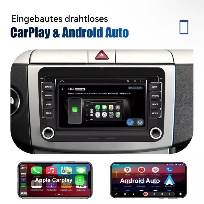 Android 14 Autoradio mit CarPlay Navi für VW Golf 5 6 Touran Caddy Jetta
