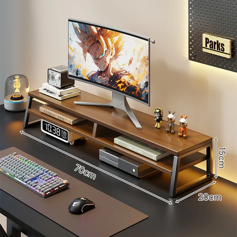 Holz-Monitorständer mit Metallrahmen Erhöhte Desktop-Regal