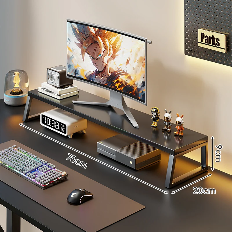 Holz-Monitorständer mit Metallrahmen Erhöhte Desktop-Regal