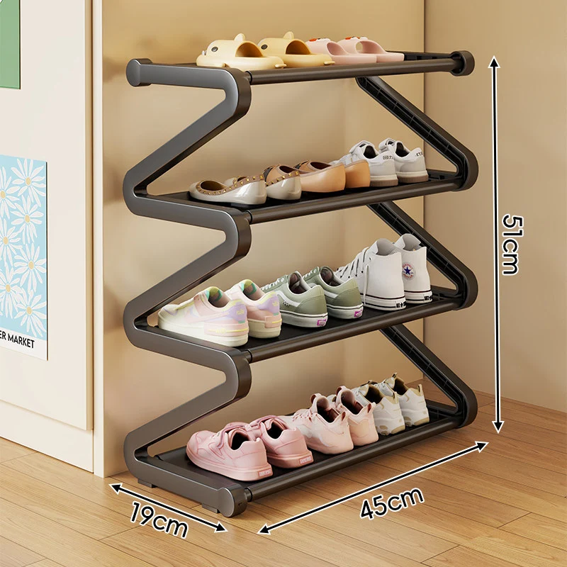 Kompakter Z-förmiger Multi-Tier platzsparender Schuhregalorganisator