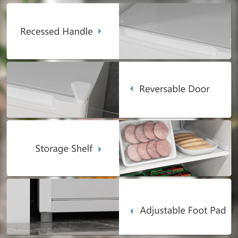 3 Cu Ft Upright Freezer with Reversible Door & Adjustable Thermostat, White
