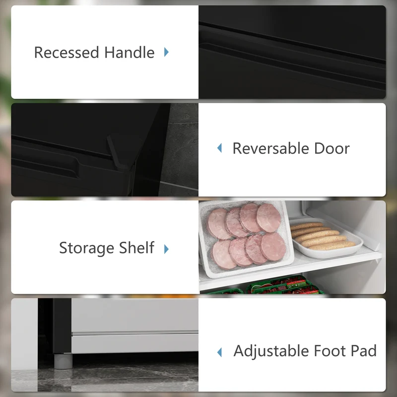 3 Cu Ft Upright Freezer with Reversible Door & Adjustable Thermostat, Black