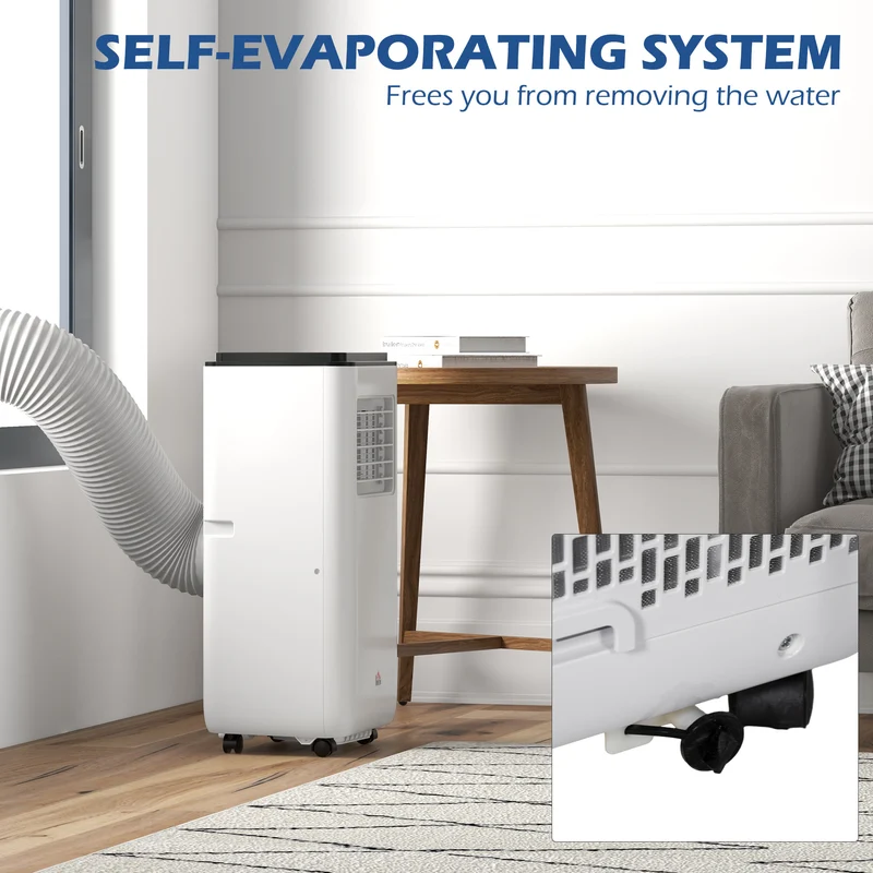8,000 BTU Portable Air Conditioner, 345 Sq. Ft., Dehumidifier, Auto Sleep, 24H Timer, White