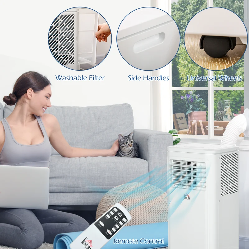 8,000 BTU Portable Air Conditioner, 344 Sq. Ft. Room Coverage, White