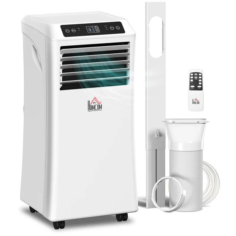 8000BTU Portable Air Conditioner, Dehumidifier, Remote, 2 Speed Fans, 24-Hour Timer, White