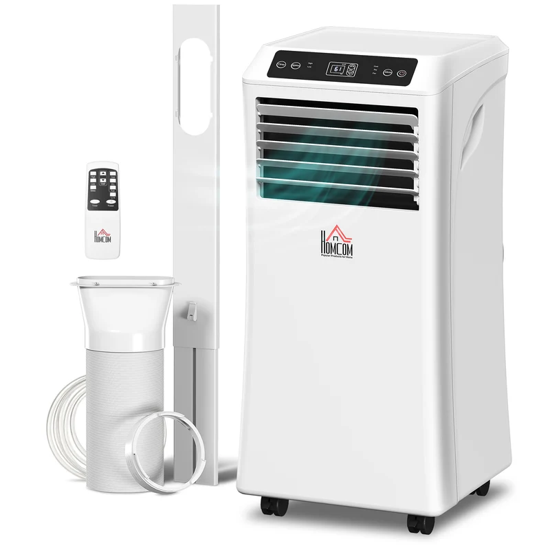 8000BTU Portable Air Conditioner, Dehumidifier, Remote, 2 Speed Fans, 24-Hour Timer, White