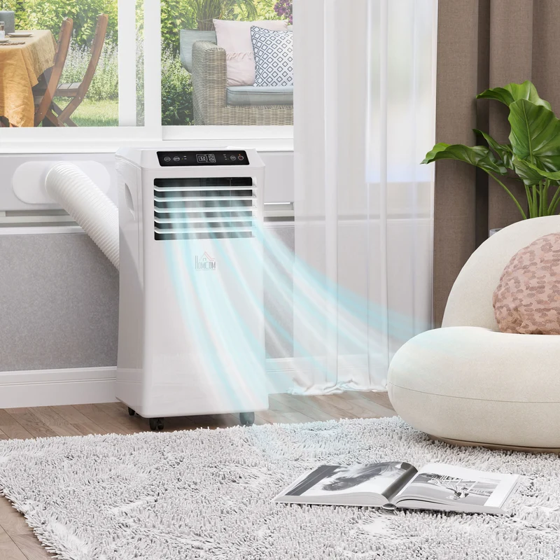 8000BTU Portable Air Conditioner, Dehumidifier, Remote, 2 Speed Fans, 24-Hour Timer, White