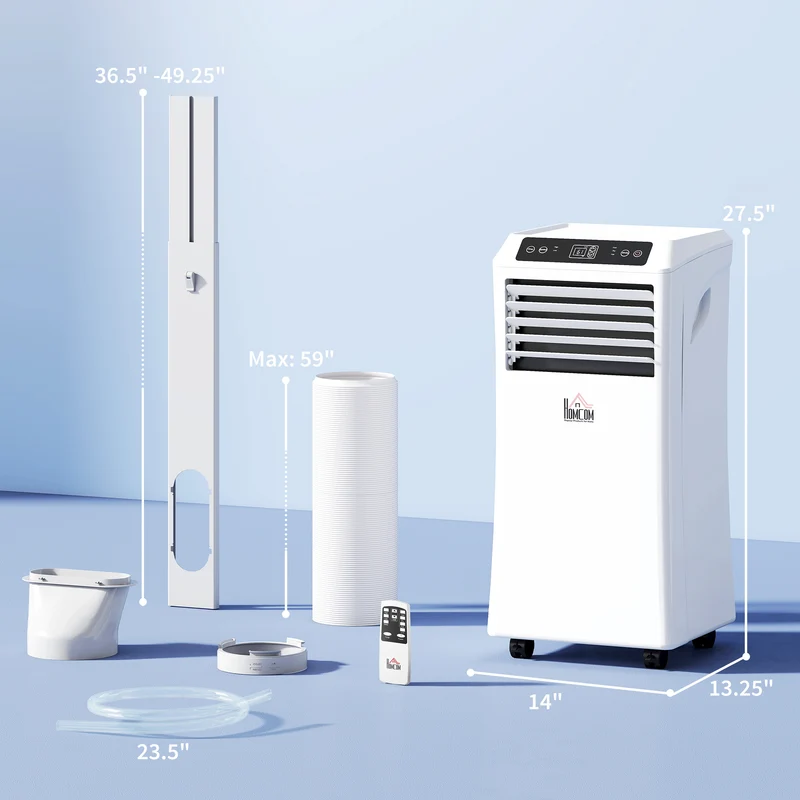 8000BTU Portable Air Conditioner, Dehumidifier, Remote, 2 Speed Fans, 24-Hour Timer, White