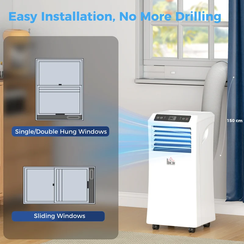8000BTU Portable Air Conditioner, Dehumidifier, Remote, 2 Speed Fans, 24-Hour Timer, White