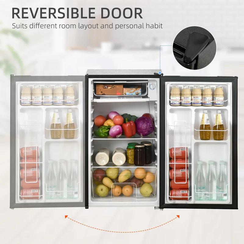 3.2 Cu.Ft Mini Fridge with Freezer, Single Door Compact Refrigerator Black