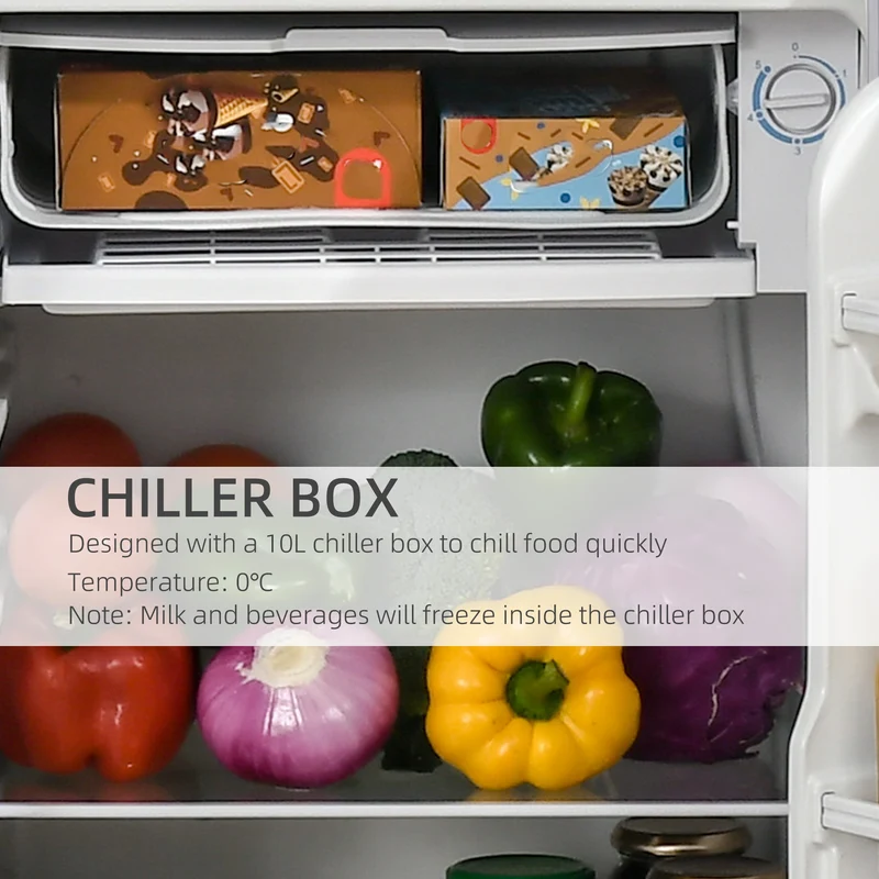 3.2 Cu.Ft Mini Fridge with Freezer, Single Door Compact Refrigerator Silver