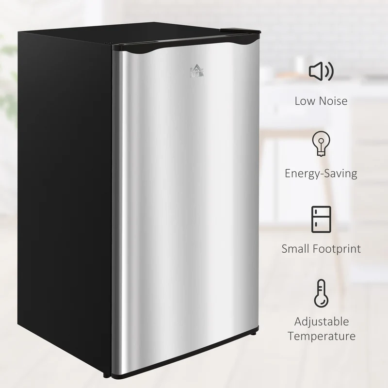 3.2 Cu.Ft Mini Fridge with Freezer, Single Door Compact Refrigerator Silver