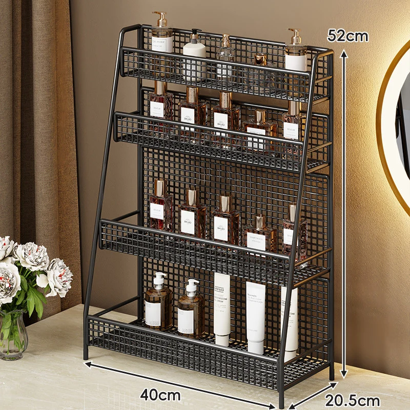 Zweischichtiger Metallgitter-Countertop-Vanity-Organizer-Regal mit erhöhtem Frontlippe