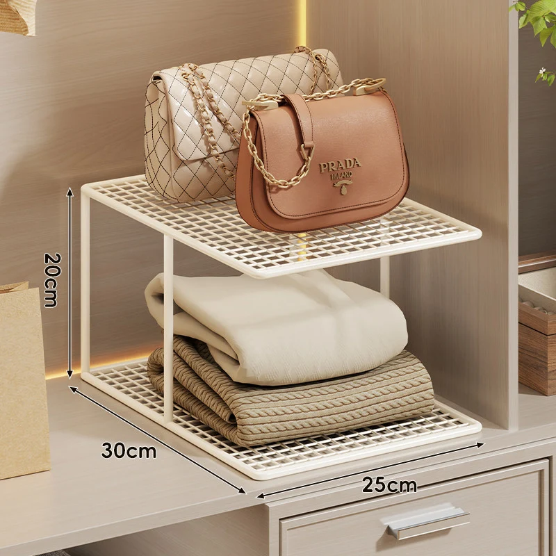 Dreifach-Tier Gitter-Mesh Kleiderschrankregal Organizer mit stapelbarem modularen Design