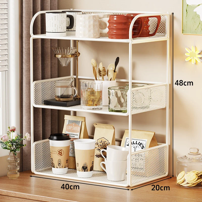 Gestaffelter Metall-Mesh-Arbeitsflächen-Organizer mit erhöhten Mesh-Seiten