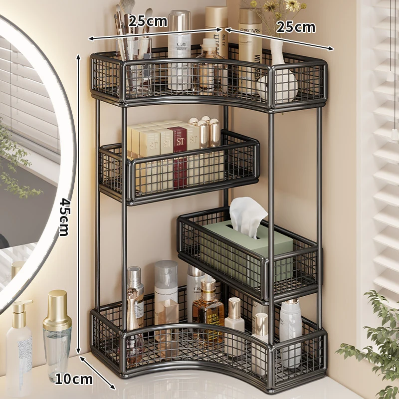 Drei-Tier-Eck-Mesh-Metall-Badregal-Organizer