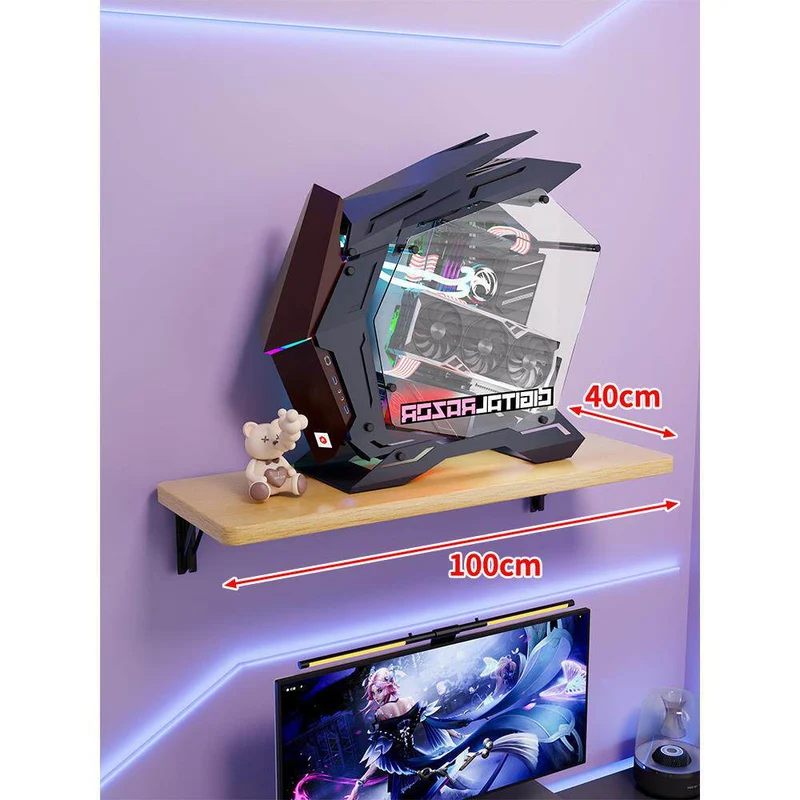 Wandmontage-Schwimmregal für Mid-Tower-Gaming-PC mit verstärkten Halterungen