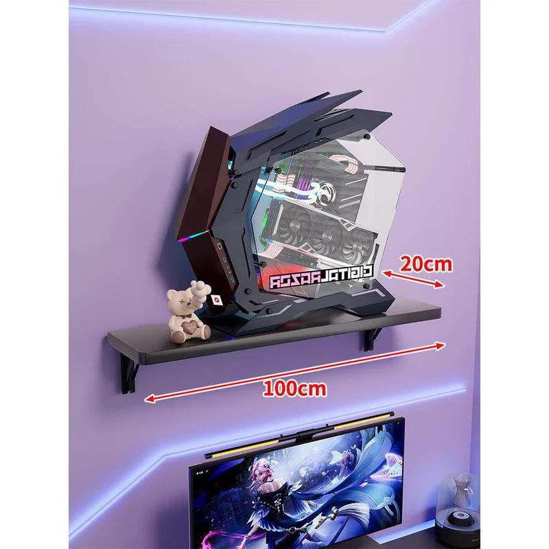 Wandmontage-Schwimmregal für Mid-Tower-Gaming-PC mit verstärkten Halterungen
