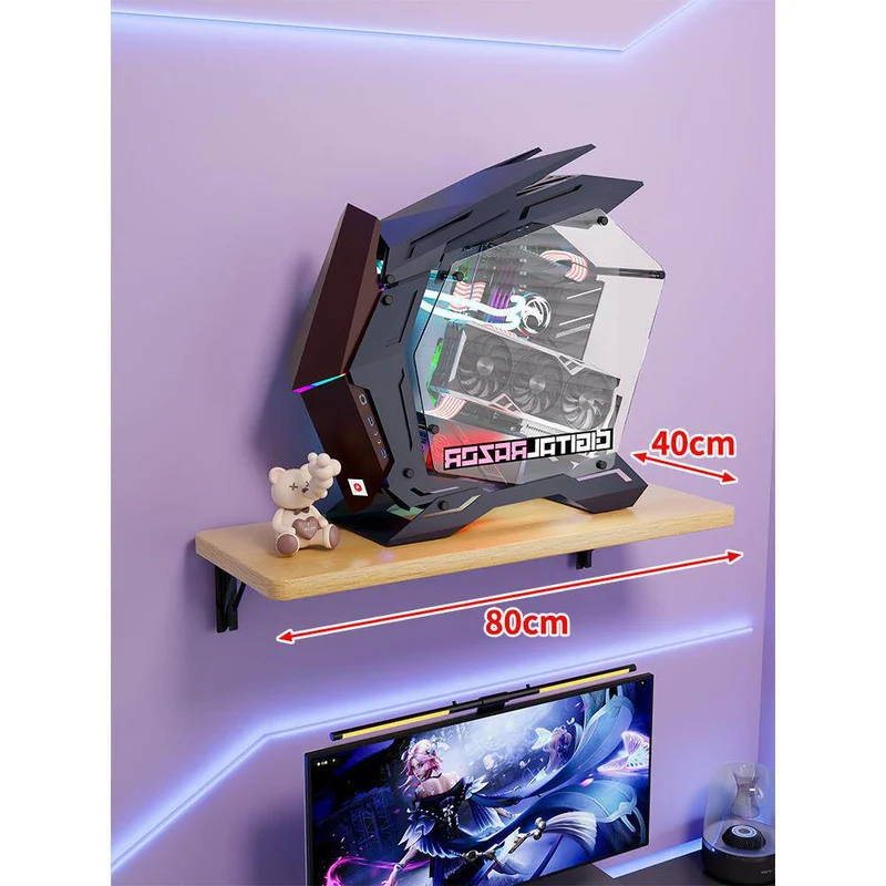 Wandmontage-Schwimmregal für Mid-Tower-Gaming-PC mit verstärkten Halterungen