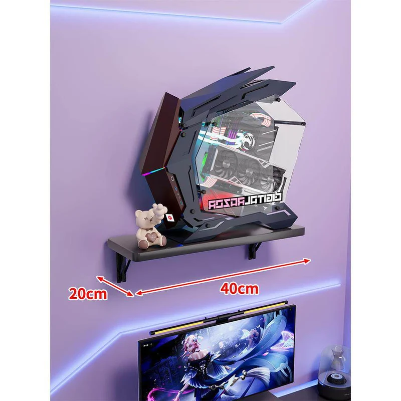 Wandmontage-Schwimmregal für Mid-Tower-Gaming-PC mit verstärkten Halterungen