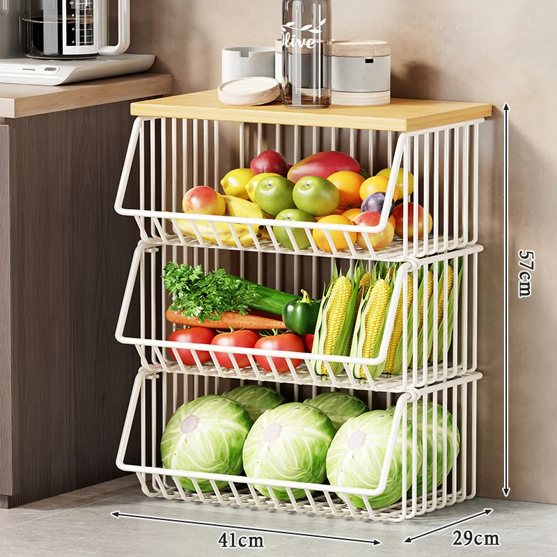 Slim Vertikale Rollende Draht Obst- und Vorratsorganisierer Wagen mit Holzplatte