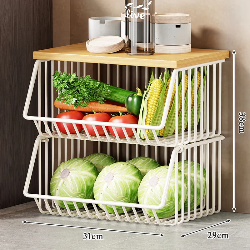 Slim Vertikale Rollende Draht Obst- und Vorratsorganisierer Wagen mit Holzplatte