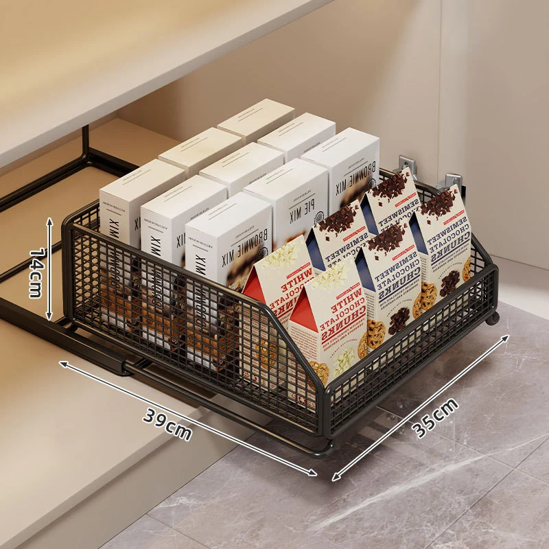Ausziehbarer Mesh-Pantry-Schublade mit sanften Schließschienen und belüfteten Seiten