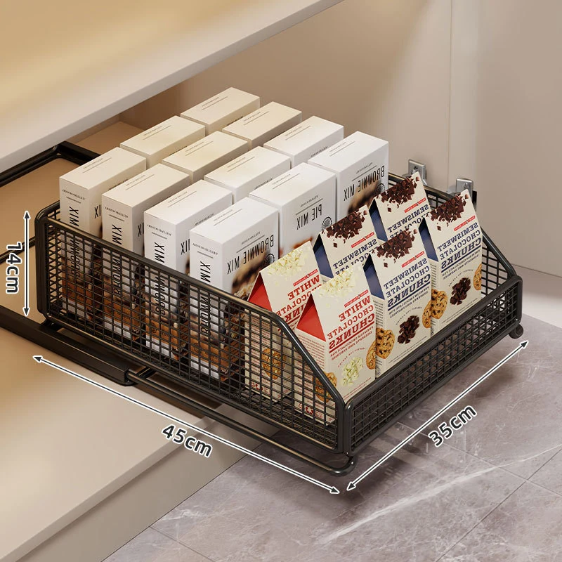 Ausziehbarer Mesh-Pantry-Schublade mit sanften Schließschienen und belüfteten Seiten