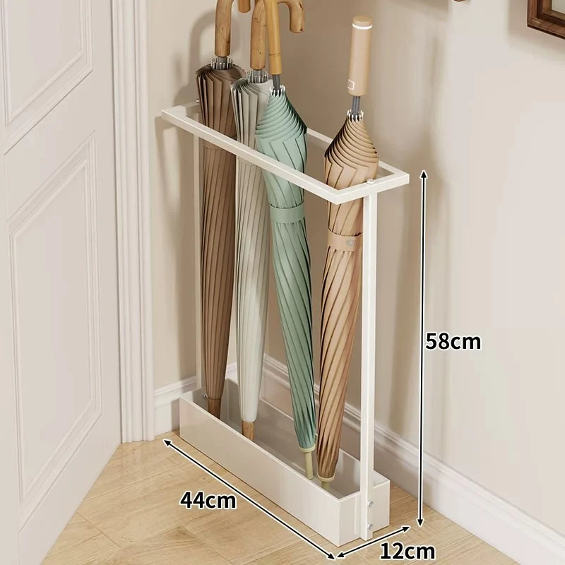 Wandmontierter schlanker vertikaler Regenschirm- & Klappschirmhalter mit Tropfschale