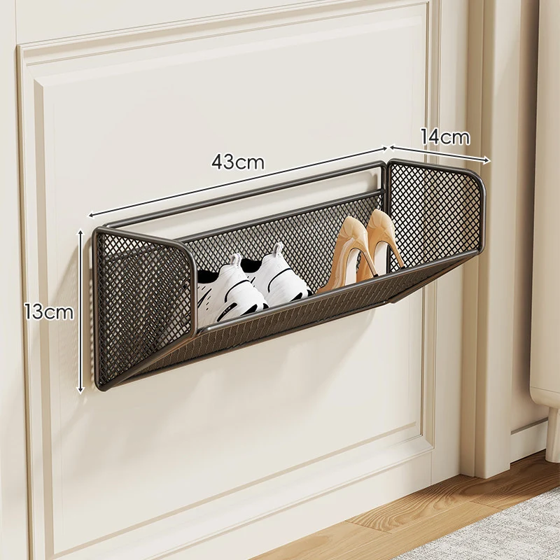Wandmontierter Klappnetz-Schuhregal-Organizer für schlanke Eingänge