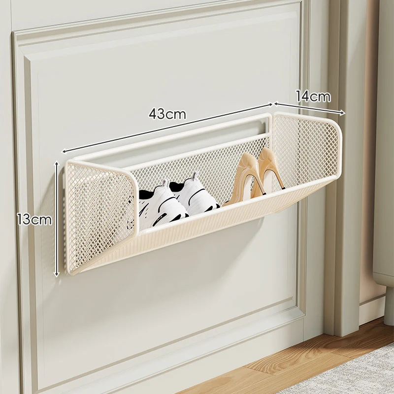 Wandmontierter Klappnetz-Schuhregal-Organizer für schlanke Eingänge