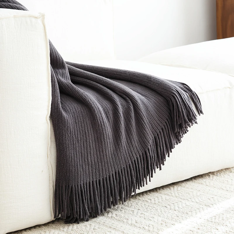 Strukturierter gerippter Strickwurfdecke