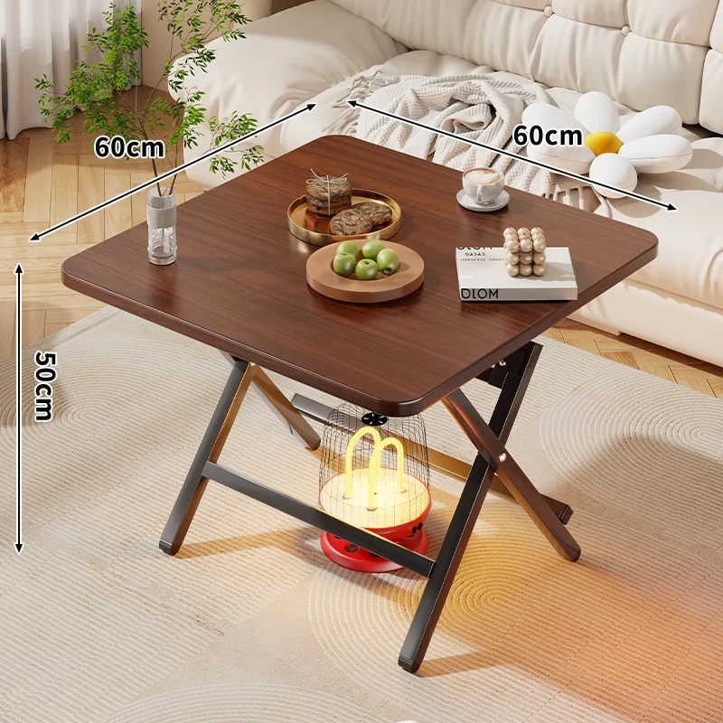 Faltbarer quadratischer Kaffee- und Beistelltisch mit Marmor-Effekt-Top und zusammenklappbarem X-Beinrahmen