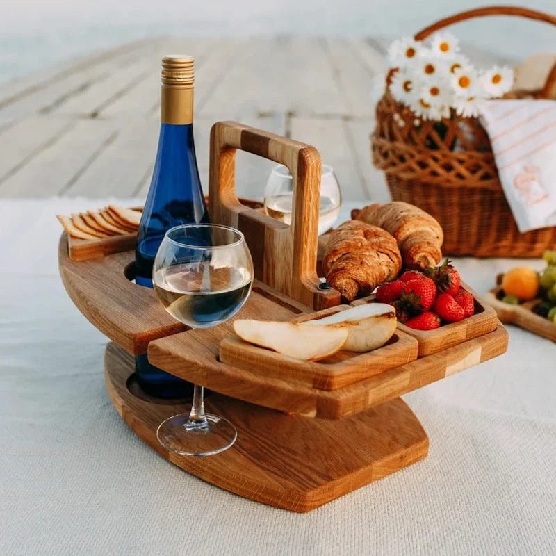 Skanto | Tragbarer Picknick-Weintisch aus Holz