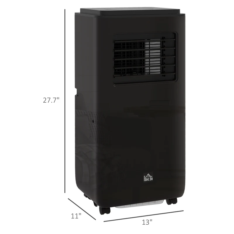 8,000 BTU Portable Air Conditioner, 345 Sq. Ft., Dehumidifier, Auto Sleep, 24H Timer, Black