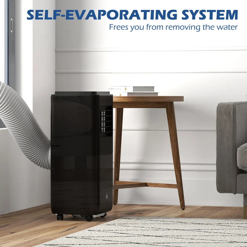 8,000 BTU Portable Air Conditioner, 345 Sq. Ft., Dehumidifier, Auto Sleep, 24H Timer, Black