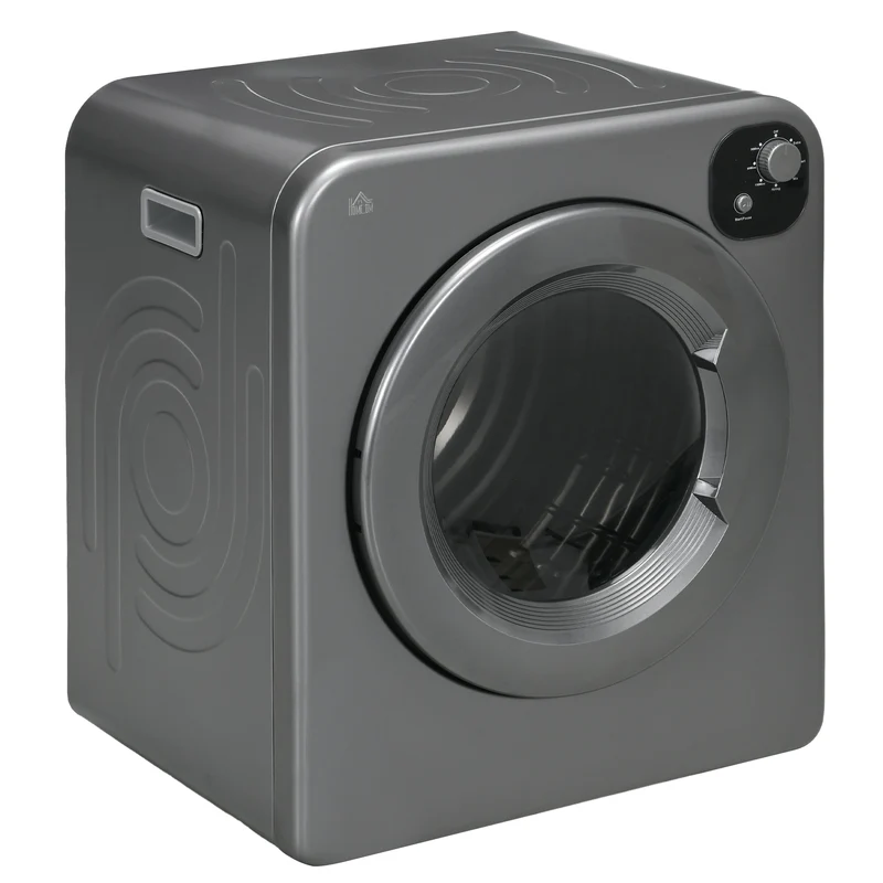 3.2 cu.ft Stainless Steel Laundry Dryer, 1300W Portable Front Load Electric Dryer, Gray