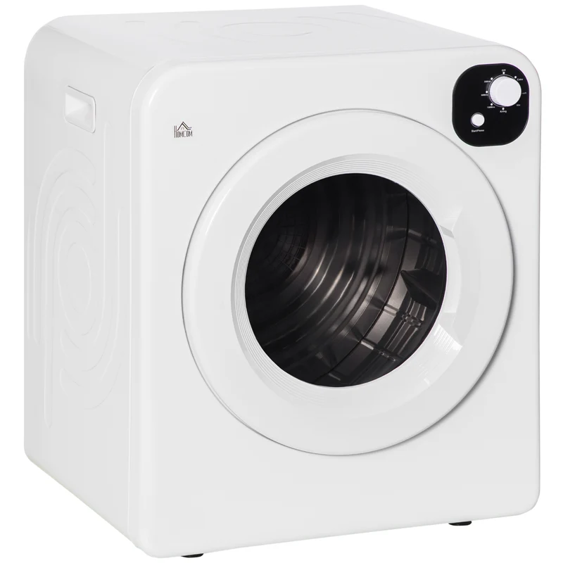 3.2 cu.ft Stainless Steel Laundry Dryer, 1300W Portable Front Load Electric Dryer, White