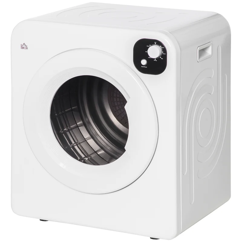 3.2 cu.ft Stainless Steel Laundry Dryer, 1300W Portable Front Load Electric Dryer, White