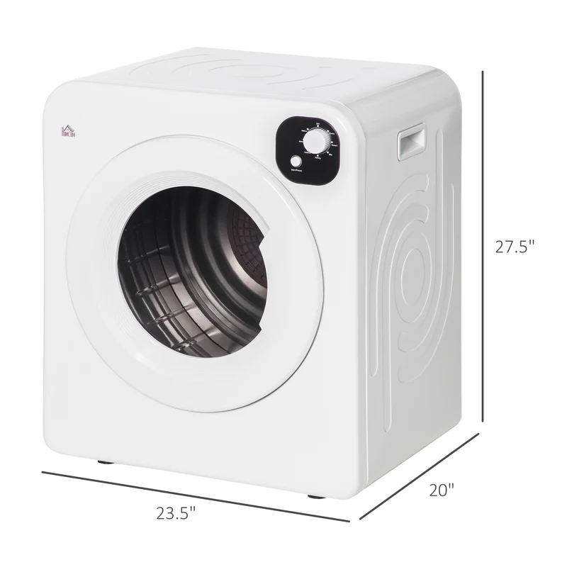 3.2 cu.ft Stainless Steel Laundry Dryer, 1300W Portable Front Load Electric Dryer, White
