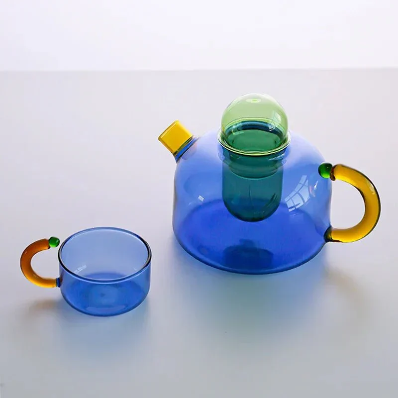 Skanto | Teekannen-Set aus Glas in Kontrastfarben – Stilvolles & hitzebeständiges Design