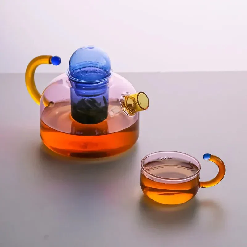 Skanto | Teekannen-Set aus Glas in Kontrastfarben – Stilvolles & hitzebeständiges Design