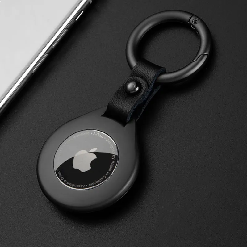 Skanto | Hochwertige Leder-Metall-Anhänger-Schutzhülle für Apple Airtags