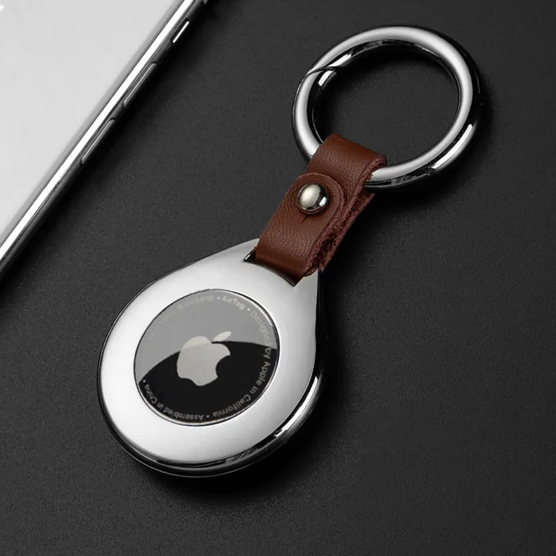 Skanto | Hochwertige Leder-Metall-Anhänger-Schutzhülle für Apple Airtags