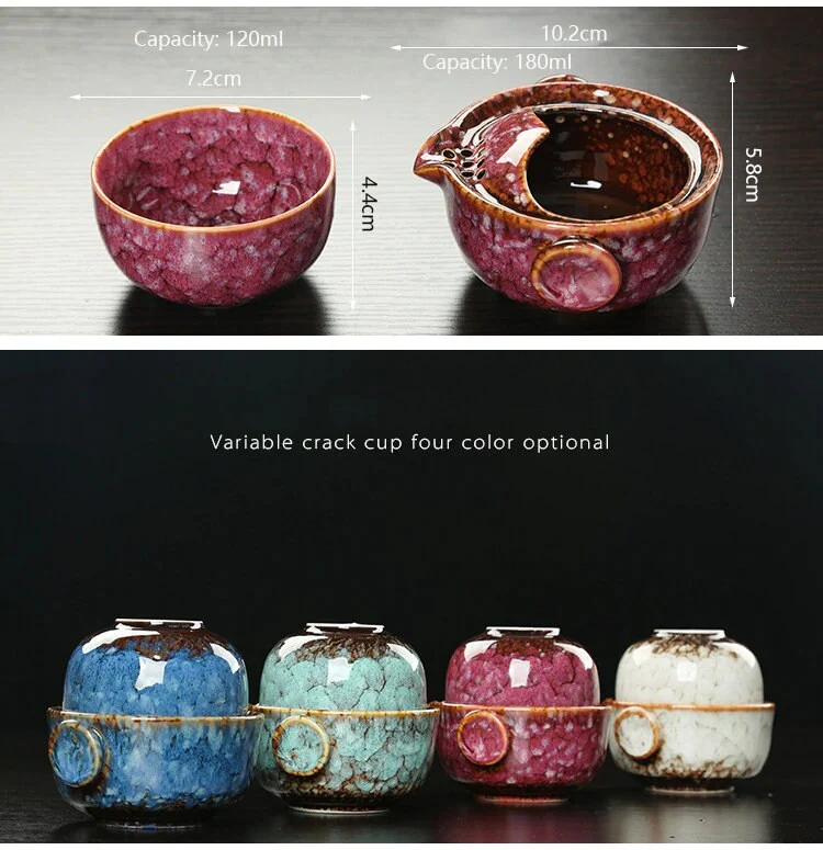 Skanto | Keramik Gaiwan Set kuai ke Tee-Set Camping Kung Fu Tee-Set 1 Teekanne 1 Tasse Reise-Teekanne Kaffeetasse Wasserkrug Büro-Wasserkocher Trinkgeschirr