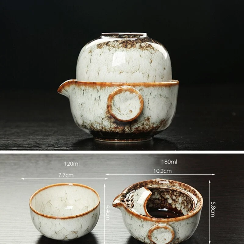 Skanto | Keramik Gaiwan Set kuai ke Tee-Set Camping Kung Fu Tee-Set 1 Teekanne 1 Tasse Reise-Teekanne Kaffeetasse Wasserkrug Büro-Wasserkocher Trinkgeschirr